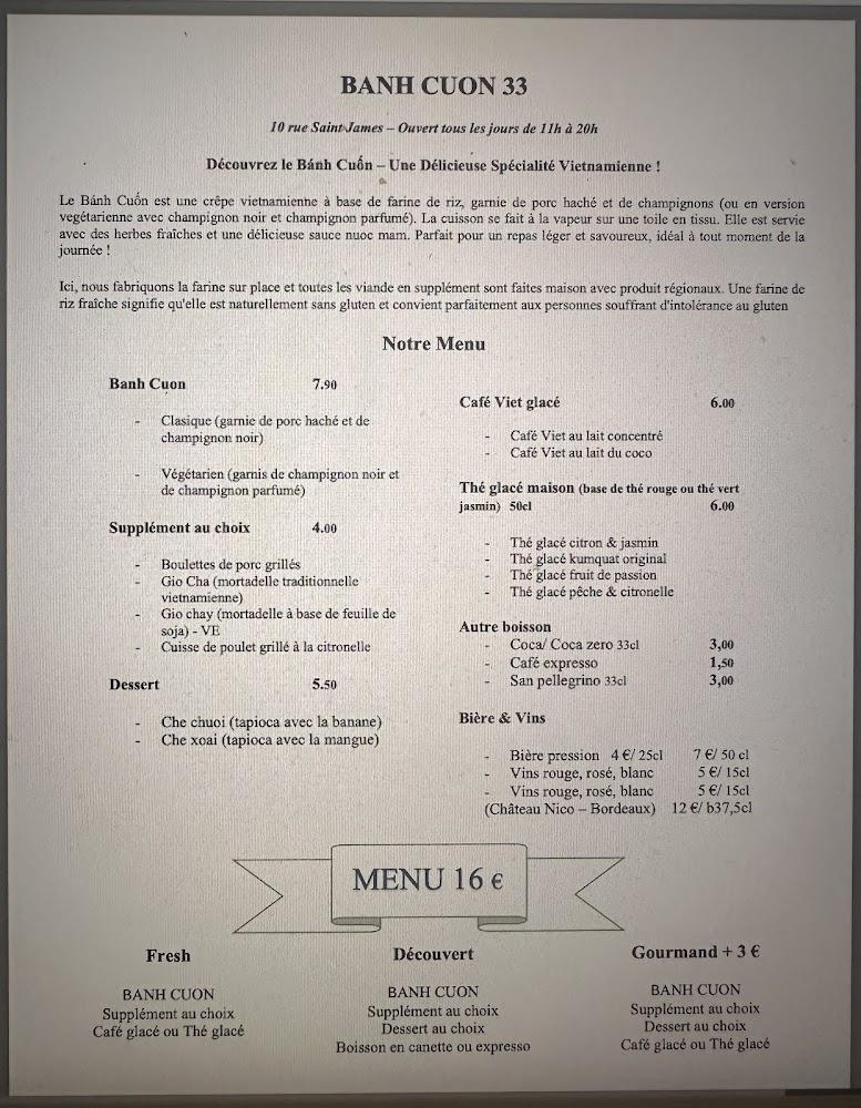 Bánh Cuốn 33 - Restaurant Vietnamien Bordeaux - Menu Image 1